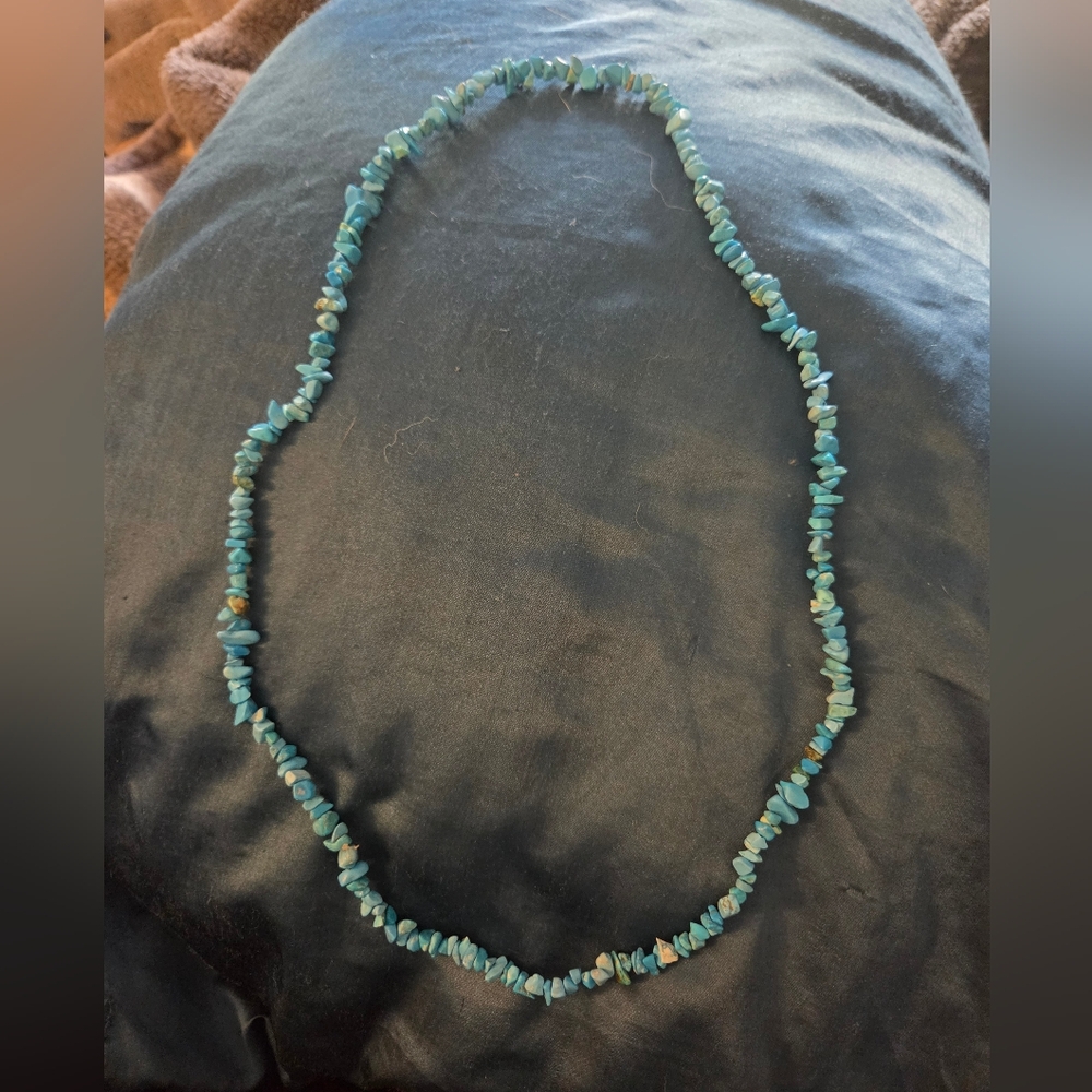 Turquoise Chip Bead Necklace - Blue Women’s Jewelry